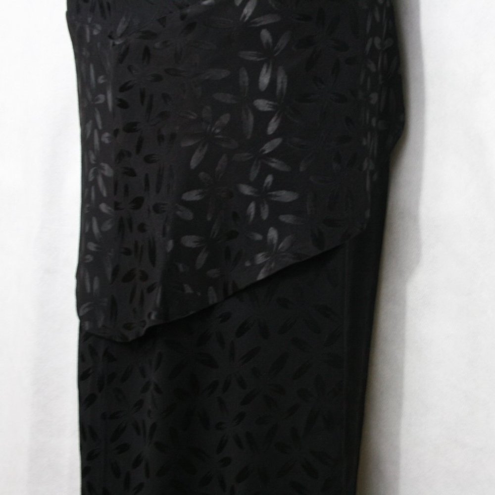 Vintage 40's Black Crepe Floral Midi Skirt w/ Peplum SZ XS EUC - Picture 3 of 7